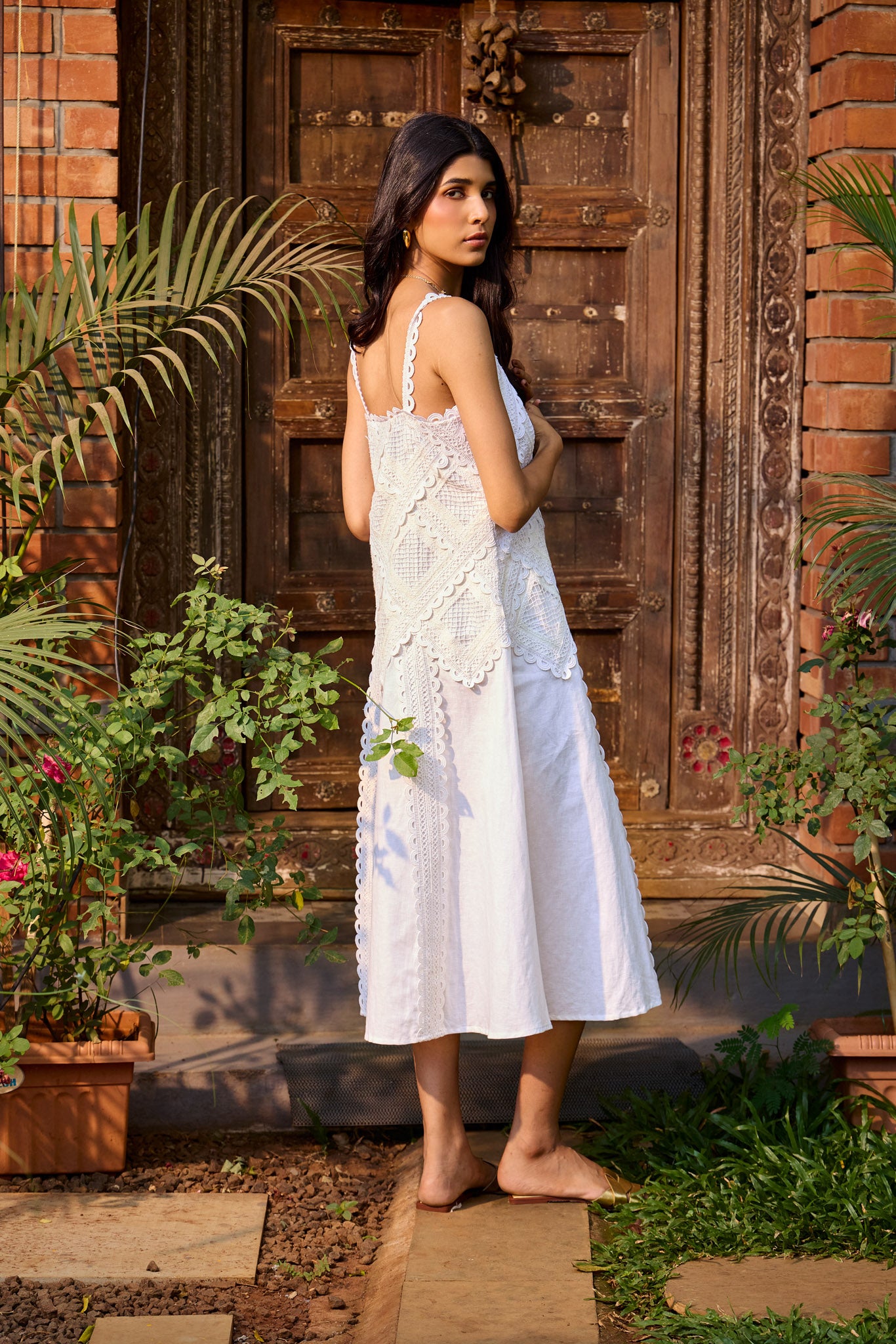 Ivory Lace Midi Dress