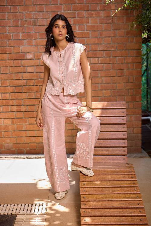 Blush Embroidered Pants