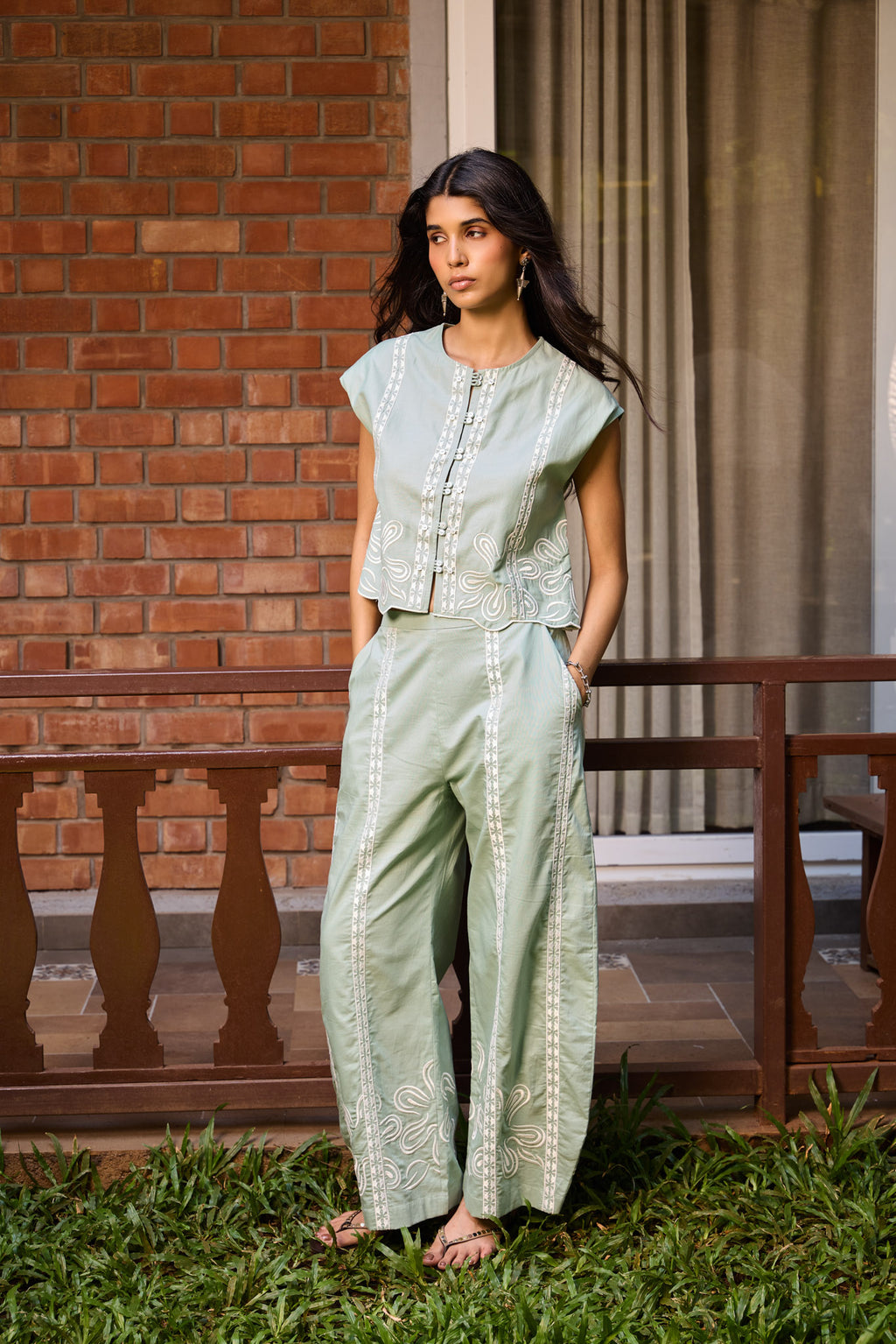 Sage Embroidered Set