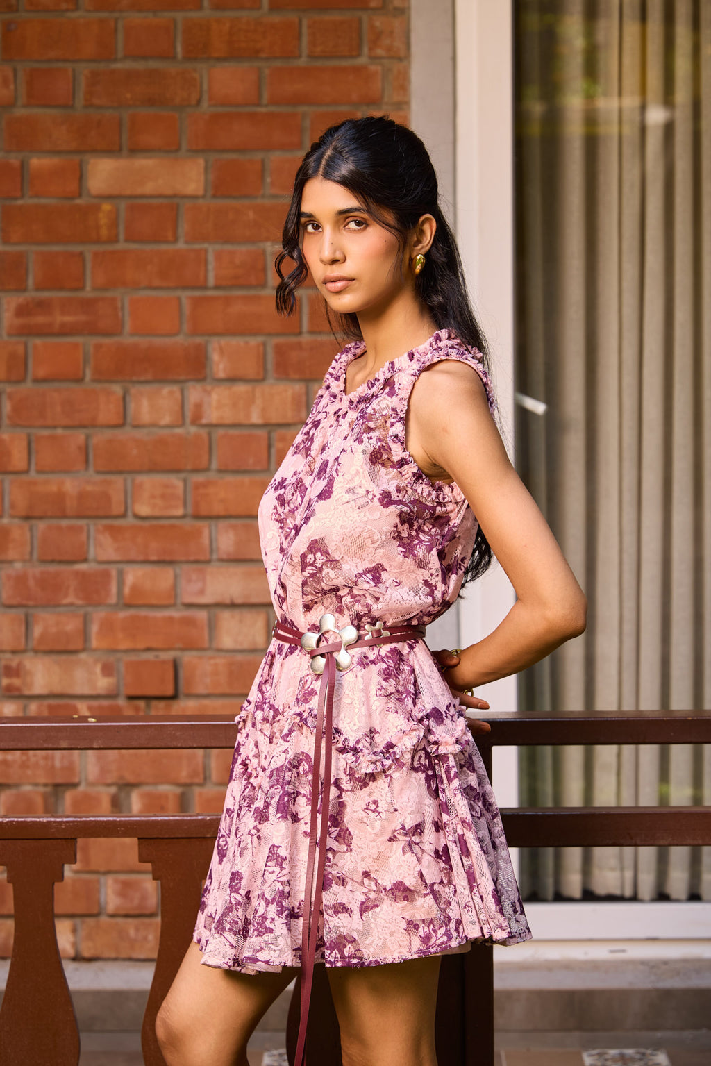 Plum Lace Short Dress