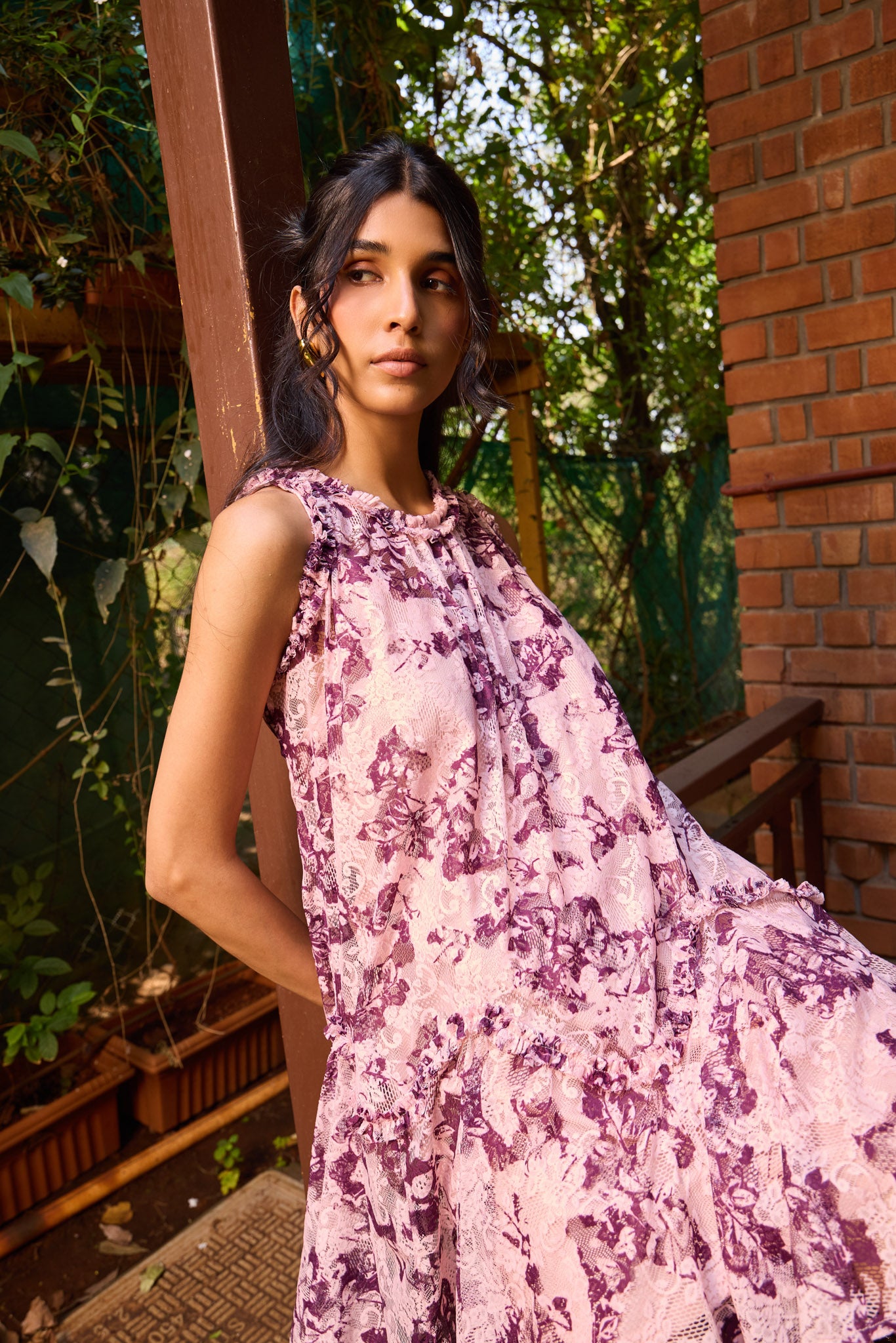 Plum Lace Short Dress