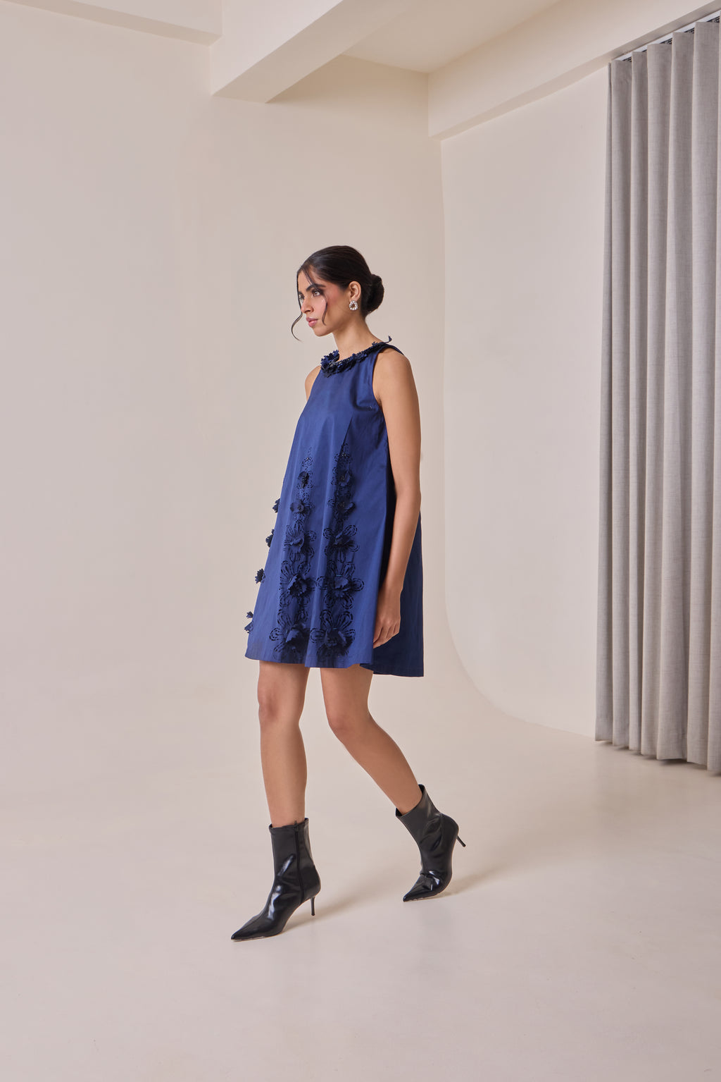 Midnight Art-Cut Shift Dress