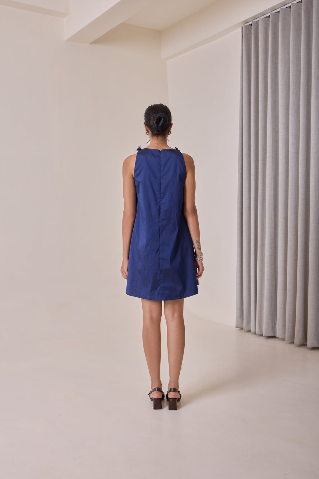 Midnight Art-Cut Shift Dress