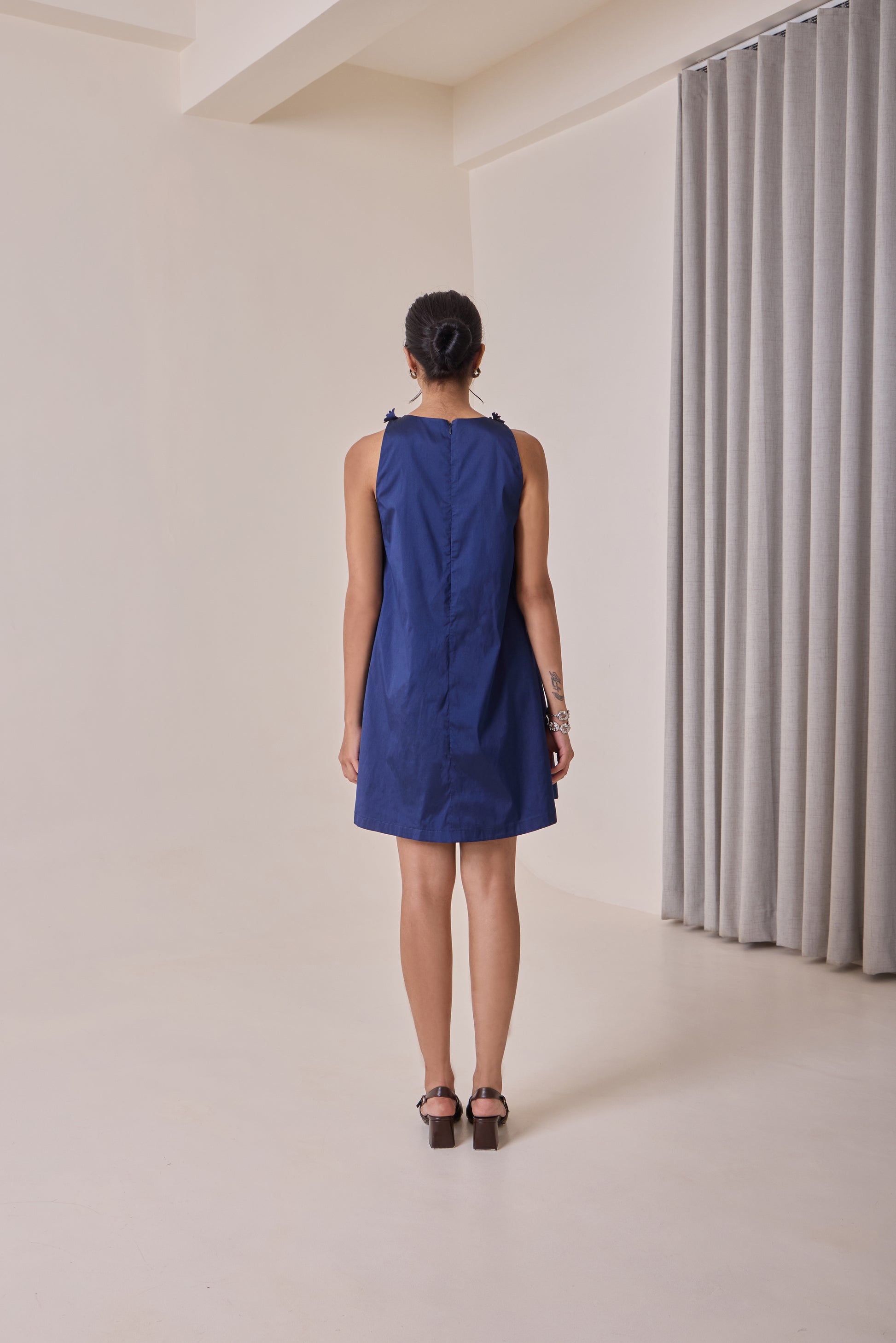 Midnight Art-Cut Shift Dress